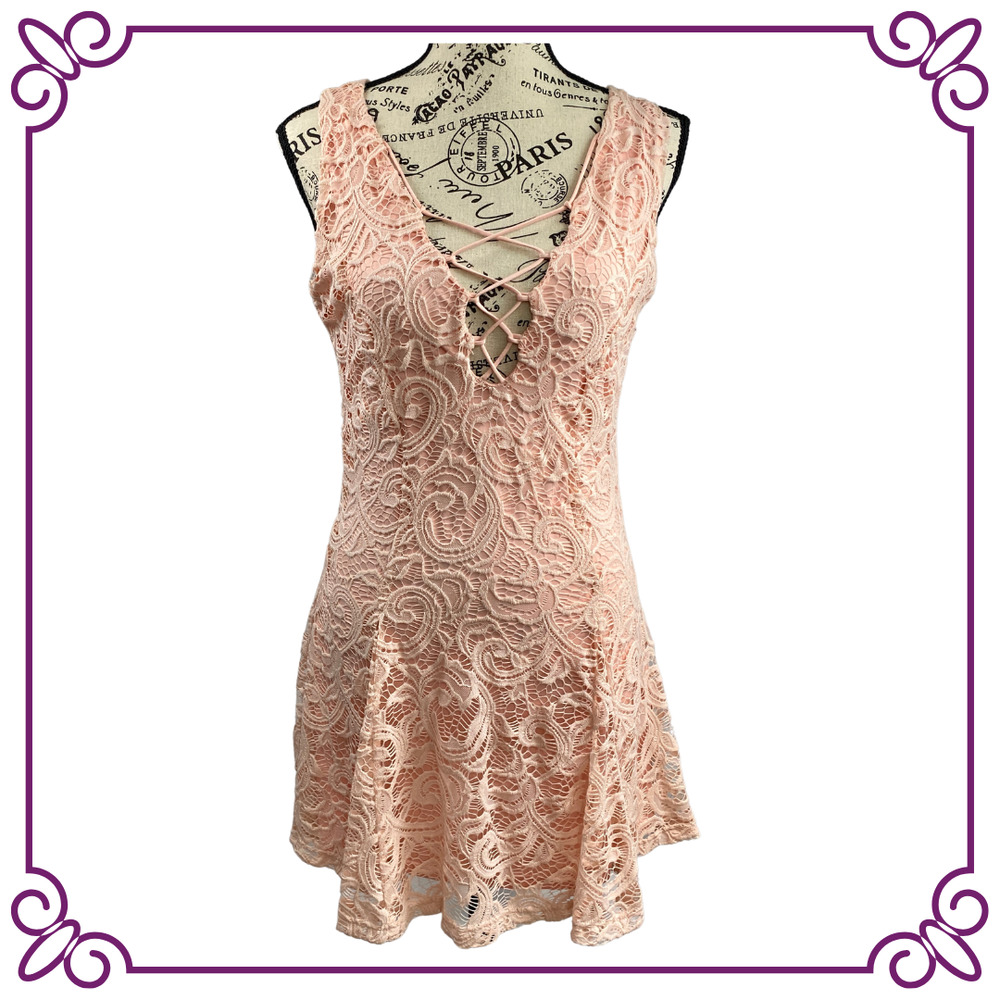 Love Tree Lace Mini Dress in Blush